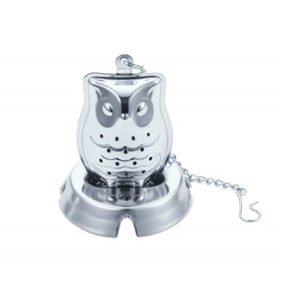 Owl  animal shaped silver plating 18/8 stainless steel tea infuser set with chain