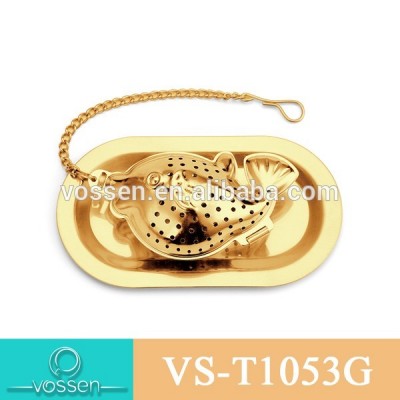 Gold plating fish shaped tea infuser