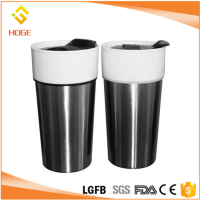 Wholesale Double Wall Stainless Steel Insulated Ceramic Coffee Mug With PP Lid